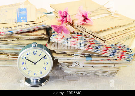 The memory of the past. Stacks of old personal letters Stock Photo