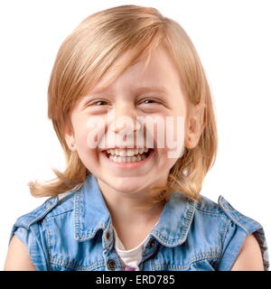Cute happy girl laughing and having fun Stock Photo