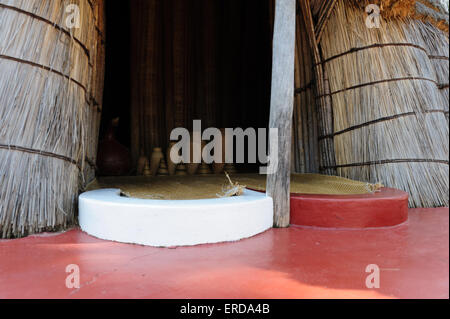 Reconstruction of the King of Rwanda's palace at Nyanza in Rukari Ancient History Museum. Rwanda. Milkhut Stock Photo