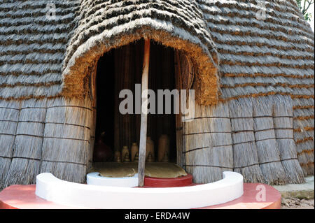 Reconstruction of the King of Rwanda's palace at Nyanza in Rukari Ancient History Museum. Rwanda. Milkhut Stock Photo