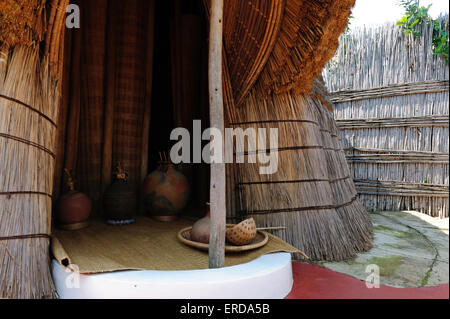 Reconstruction of the King of Rwanda's palace at Nyanza in Rukari Ancient History Museum. Rwanda. Beerhut Stock Photo