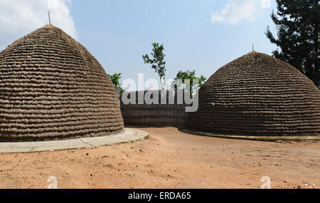 Reconstruction of the King of Rwanda's palace at Nyanza in Rukari Ancient History Museum. Rwanda Stock Photo