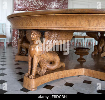 A carved Greek sphinx in the antechamber of Madame de Maintenon's room of the Grand Trianon at the Château de Versailles, France Stock Photo