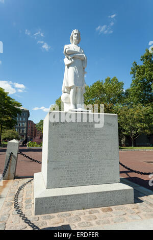 Boston Waterfront Park Colombus Statue Stock Photo