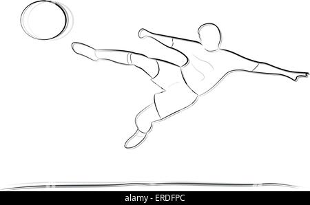 Vector illustration of football player drawing on white background Stock Vector