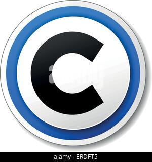 Vector illustration of black and blue copyright icon Stock Vector