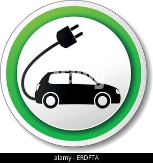 Vector illustration of electric car icon on white background Stock Vector