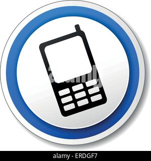 Vector illustration of black and blue mobile phone icon Stock Vector