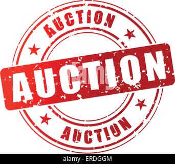 Vector illustration of red auction stamp on white background Stock Vector