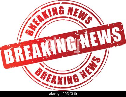 Vector illustration of breaking news red stamp on white background Stock Vector