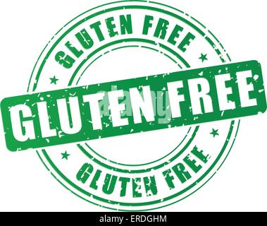 Vector illustration of green gluten free stamp on white background Stock Vector