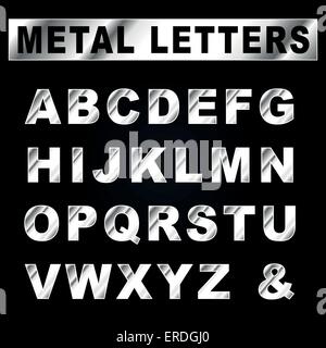 Vector illustration of metal letters set on black background Stock Vector