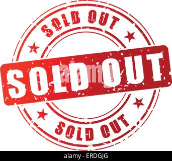 Vector illustration of red sold out stamp on white background Stock Vector