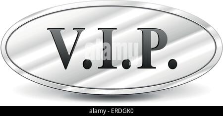 Vector illustration of vip metal sign on white background Stock Vector