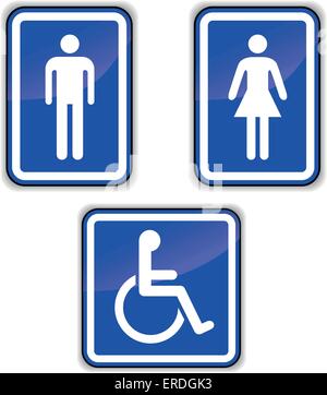 Vector illustration of blue wc signs set Stock Vector