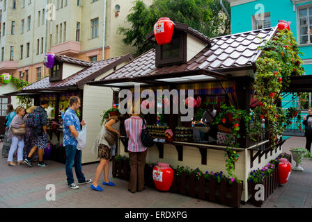 Food stall, during Moscow Festival, Arbat pedestrian street, central Moscow, Russia, Europe Stock Photo