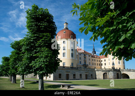 Moritzburg, Germany. 2nd June, 2015. Blue skies over Moritzburg Castle in Moritzburg, Germany, 02 June 2015. Credit:  dpa picture alliance/Alamy Live News Stock Photo