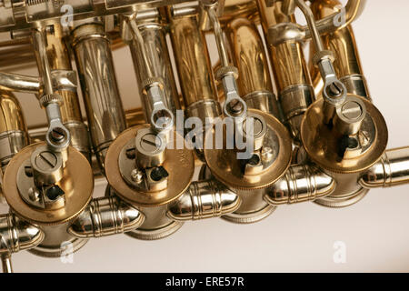 Wagner Tuba, detail of valves Stock Photo