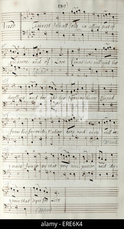 King Arthur manuscript score, by Henry Purcell  'Fairest Isle'. From Royal Academy of Music collection. English composer, Stock Photo