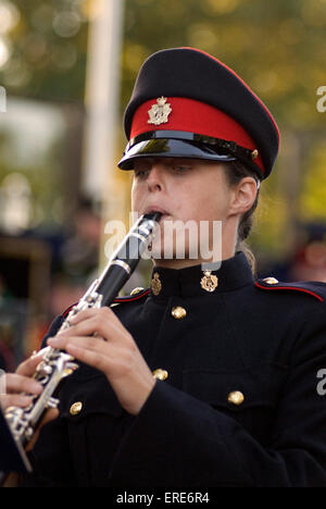 Royal Military School of Music - Concert in the Park, military personnel playing clarinet at Kneller Hall, Twickenham, Stock Photo