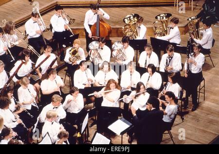 Wind  band with youth musicians.  View from above. Stock Photo