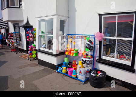 Colourful beach paraphernalia shop in Lyme Regis on the Jurassic Coast, Dorset, England, UK Stock Photo