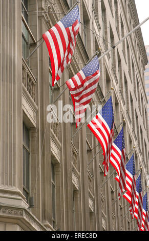 U.S. Flags at Saks Fifth Ave at Rockefeller Center in New York City. Picture taken February 2009.