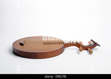 Chinese Moon shaped lute, or moon guitar. Yueh chin. Yueqin. Stock Photo
