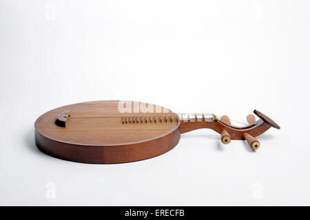 Chinese Moon shaped lute, or moon guitar. Yueh chin. Yueqin. Detail of ...