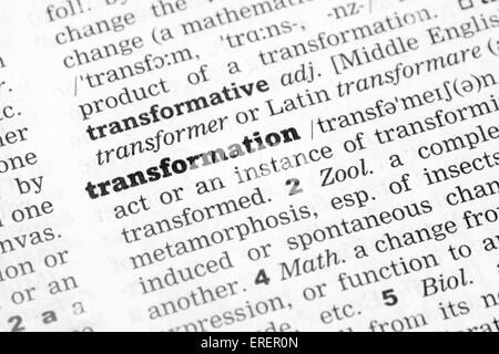 Dictionary definition of the word Transformation Stock Photo