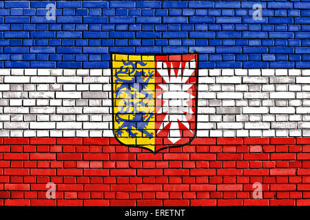 flag of Schleswig Holstein painted on brick wall Stock Photo