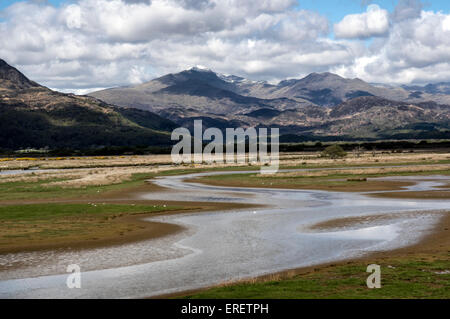 View of Snowdon from Porthmadog Stock Photo