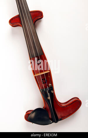 Skeleton violin. Wooden acoustic instrument used for practice or with an electric pick up Stock Photo