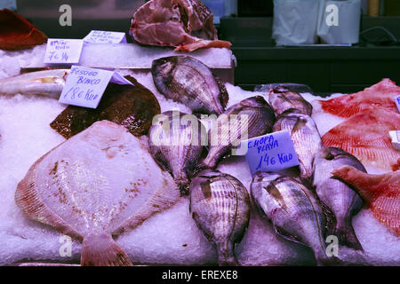 Fish stall in the Central Market, Valencia Stock Photo