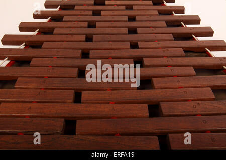 Four row xylophone, Strohfiedel. Holzharmonika, Zilophone. Zilofone. Xylophon. Triphon. Triphone. Strofil, Straw-fiddle. Straw Stock Photo