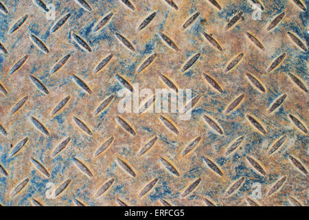 rusty blue patterned steel sheet background backdrop Stock Photo