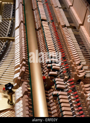 INSTR - KEYBOARD - PIANO - UPRIGHT Yamaha Upright Piano.  Interior - close-up.  Keys, Hammers etc Stock Photo