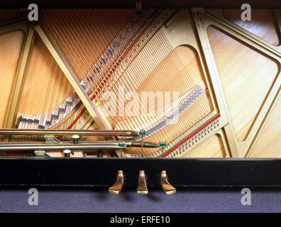 INSTR - KEYBOARD - PIANO - UPRIGHT Yamaha Upright Piano.  Interior - close-up.  Pedal working Stock Photo