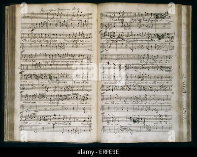 PURCELL, Henry -The Fairy Queen -handwritten score 1692, 'Thrice Happy Lovers'.  English composer (1659-1695) Stock Photo