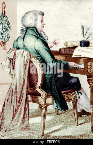 Wolfgang Amadeus Mozart at the piano. Austrian composer (1756-1791 ...