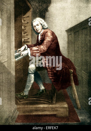 Johann Sebastian Bach at the organ keyboard. German organist and ...