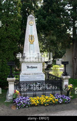 Ludwig van Beethoven - grave of the German composer in the Zentralfiredhof (central cemetery), Vienna, Austria. 17 December Stock Photo