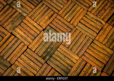 The old red brick walkway vintage. Stock Photo
