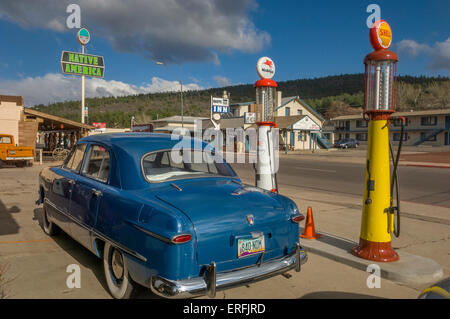 Vintage gas station and car. Route 66. Williams. Arizona. USA Stock Photo