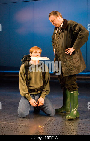 Howard Brenton and David Hare 's play Pravda at the Chichester Festival Theatre with Oliver Dimsdale as Andrew May and Roger Stock Photo