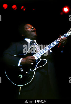 B. B. King - portrait of the American blues guitarist and singer/songwriter performing at the Royal Festival Hall, London, 1984. b. 16 September 1925. Real name Riley King. Stock Photo