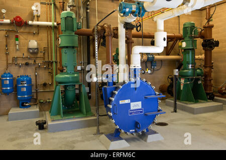 Digester Mixing System,  mixing pumps & Spiral Heat Exchanger. Stock Photo