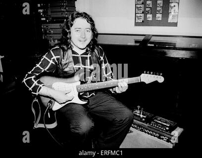 Rory Gallagher - portrait of the Irish blues / rock guitarist, taken in June 1989 at the Roland UK premises in Brenford, to Stock Photo