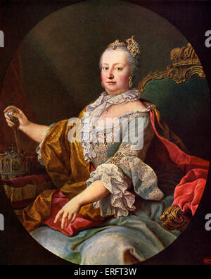Maria Theresa (or Theresia) -after painting by Martin van Meytens, Austrian painter: 1695 - 1770. MT, Archduchess of Austria: 13 May 1717 - 29 November 1780. Stock Photo