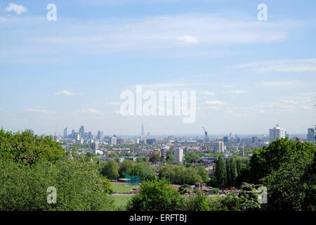 A view of London's skyline from Parliament Hill Stock Photo